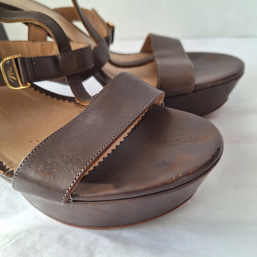 EMPORIO ARMANI LEATHER PLATFORM SANDAL SZ 11/ EU41 - Picture 11 of 13
